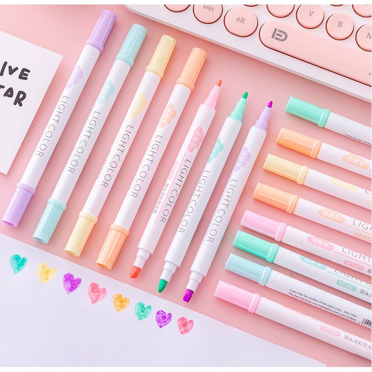 Bộ 6 cây XUETONG bút highlight 2 đầu, bút dạ quang