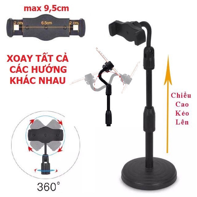 [Hàng Loại 1] Giá Đỡ Điện Thoại livestream xem video Ổn Định Xoay 360 Độ dùng để Quay Phim Ghi Hình Đa Dụng