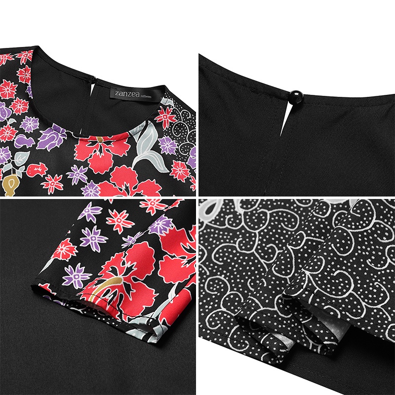 Đầm maxi ZANZEA tay dài cổ tròn in họa tiết hoa thời trang tùy chọn màu sắc dành cho nữ