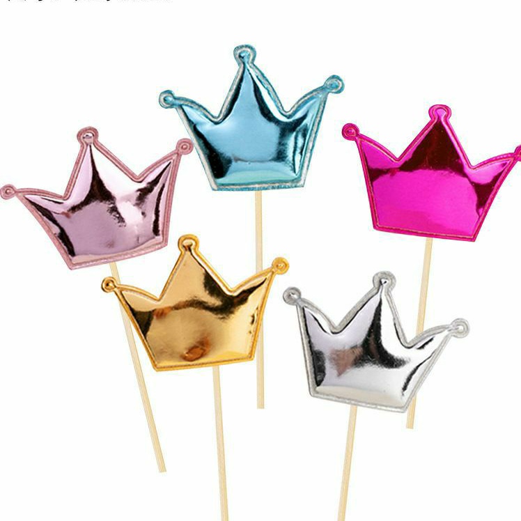 Set 5 topper vương miện trang trí bánh sinh nhật, bánh kem, bánh cupcake