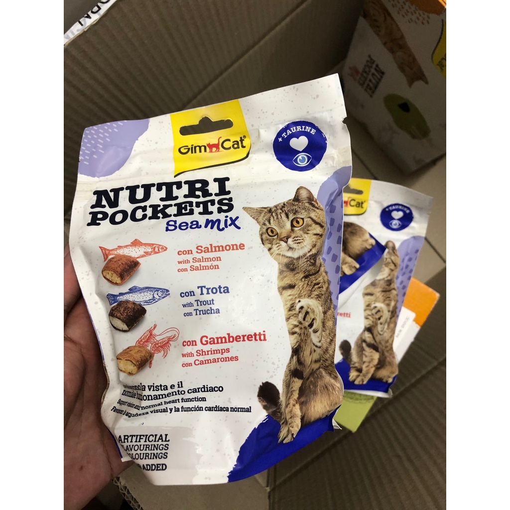 [Chính hãng] Bánh Quy Giòn Có Nhân Gimcat cho mèo – Gimcat Nutri Pockets Sea Mix 150g