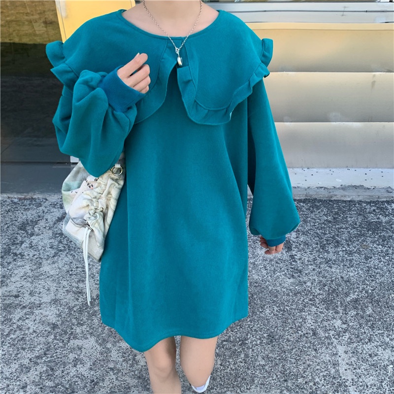 IELGY  Áo sweater Cổ Búp Bê Dáng Rộng Thời Trang Cho Nữ