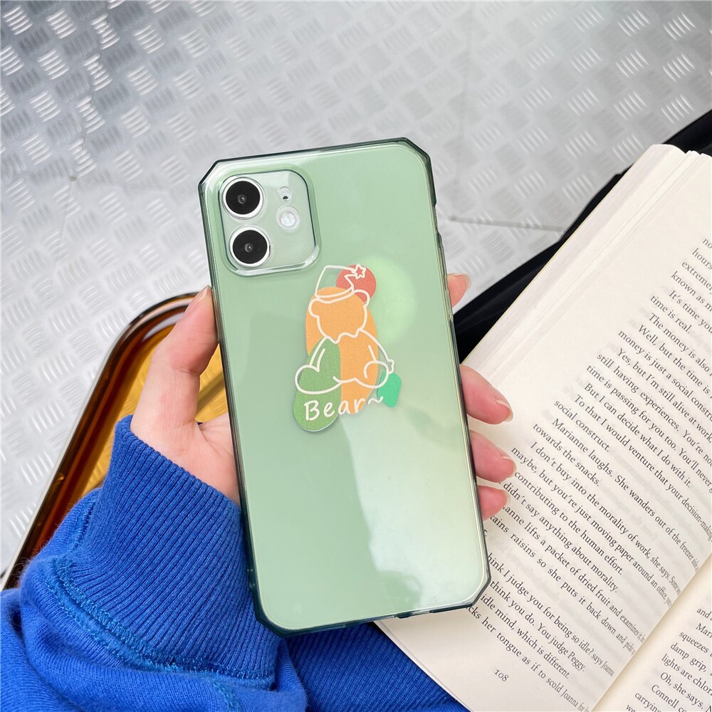 Cute Creative Candy Color Transparent All Inclusive Anti Drop Phone Case Case For iPhone 11 12 Pro Max XS Max XR X Soft TPU Silicone For iPhone 5 6 6s 7 8 SE 2020 Back Cover Phone Case