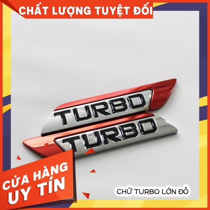 Logo chữ Turbo trang trí xe hơi, chữ Turbo trang trí