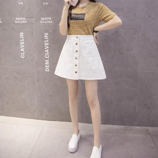Chân Váy Denim Dáng Chữ A Phối Nút