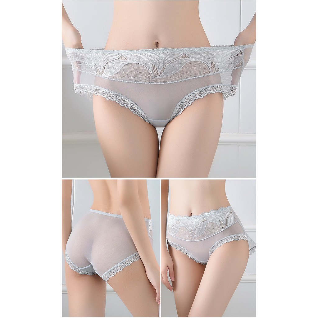 Quần Lót Nữ ren Sexy lưới phối cạp ren họa tiết lá sexy gợi cảm mỏng mát mã 518 | BigBuy360 - bigbuy360.vn