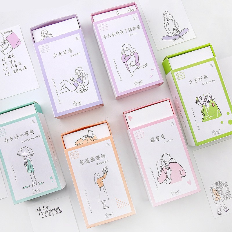 [100tờ] Giấy note cute phong cách Nhật Bản nhiều màu sắc
