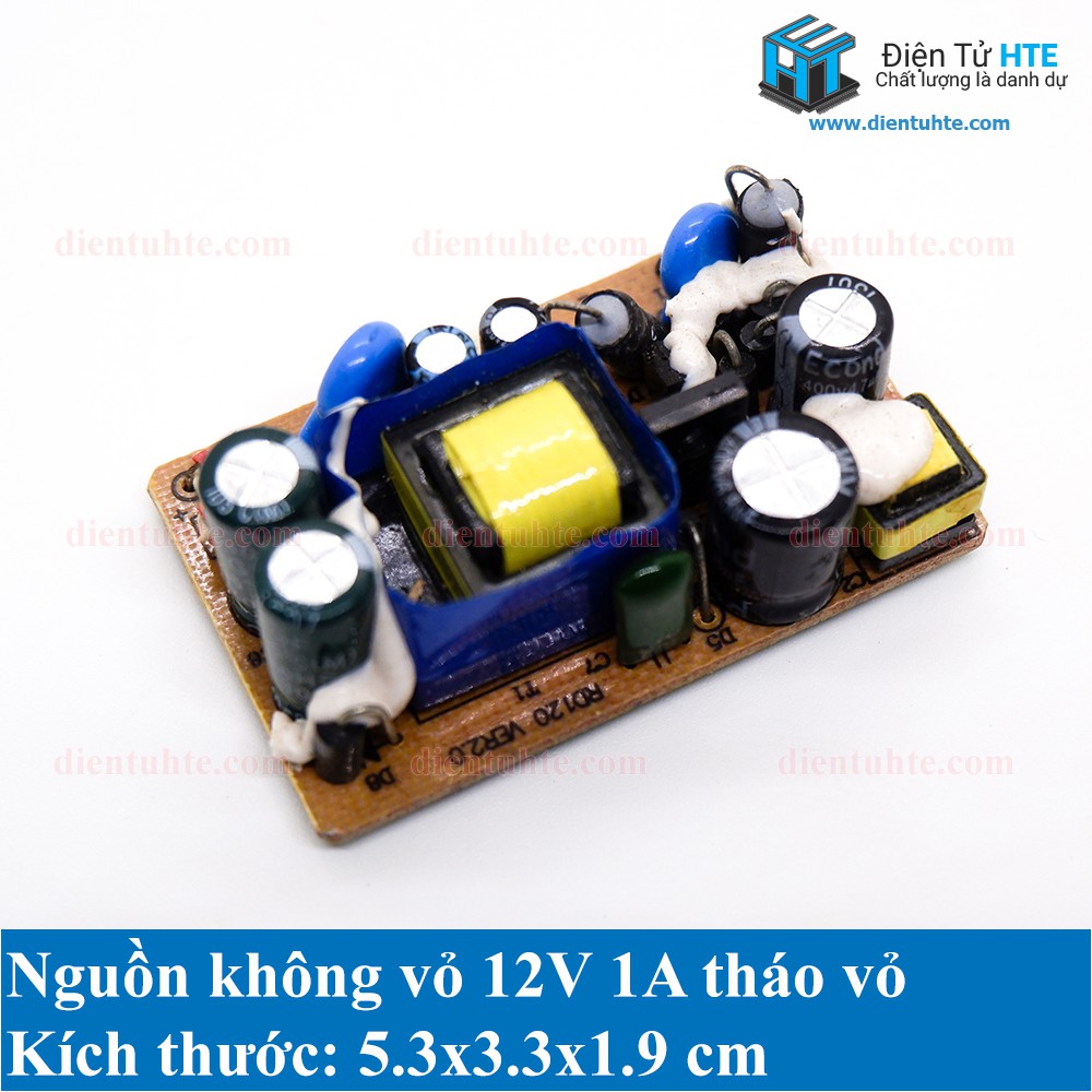 Board nguồn không vỏ 12V 1A tháo vỏ [HTE Quy Nhơn CN2]