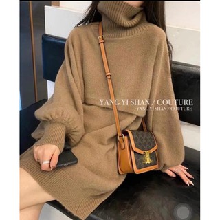 ( Ảnh thật ) Set váy len kèm áo choàng