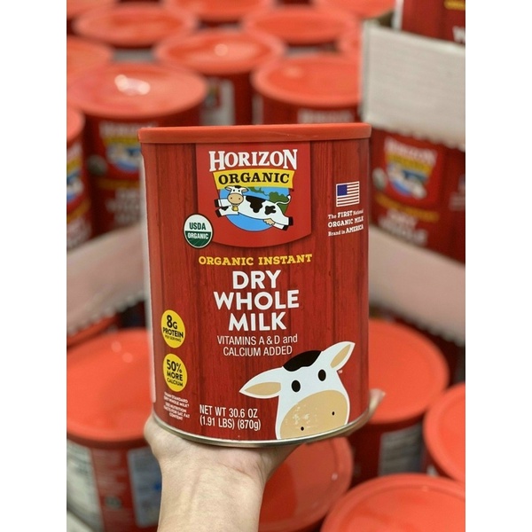 [1/2023 ] Sữa Tươi Nguyên Kem Dạng Bột Horizon Organic Whole Milk 870gr - Hàng Air Mỹ