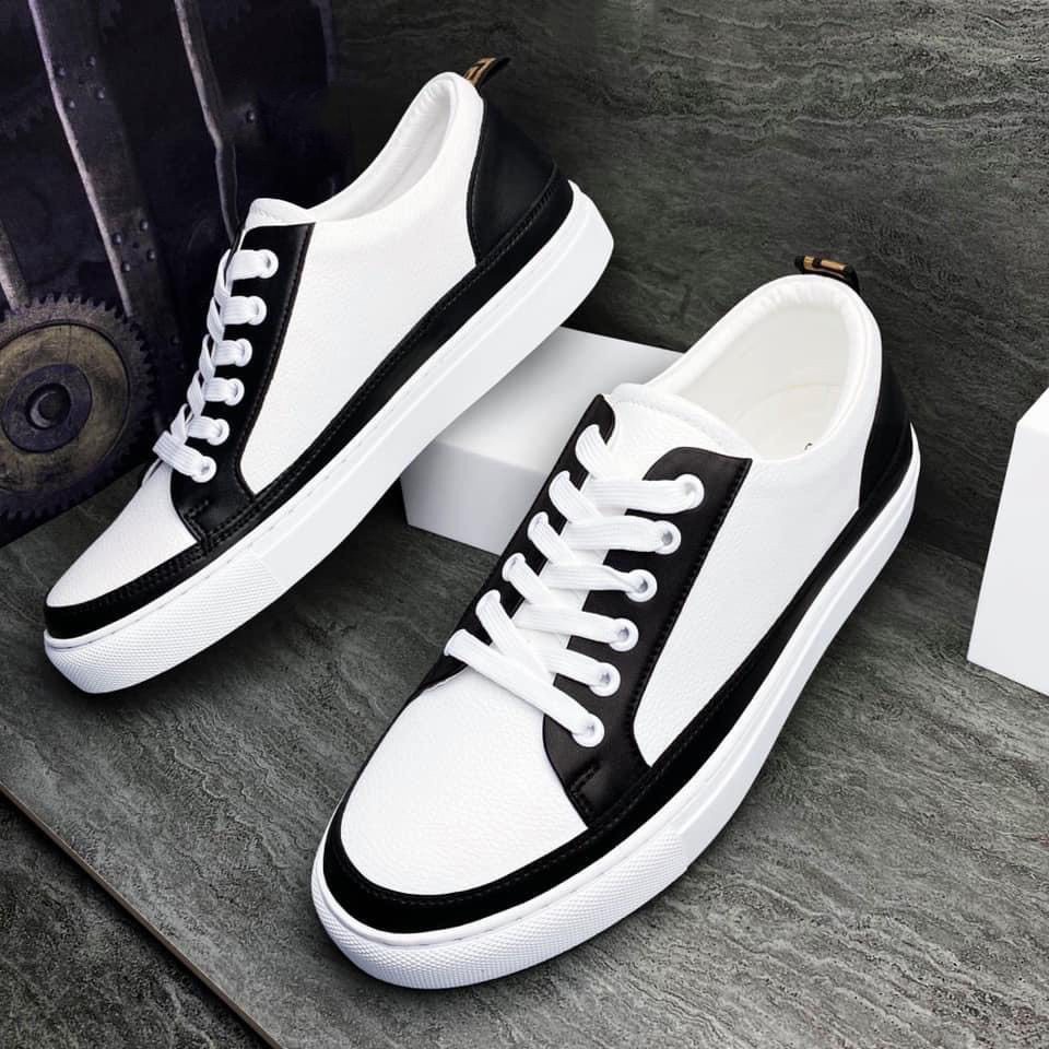 Giày nam sneaker thể thao Trắng viền đen siêu đẹp siêu bền