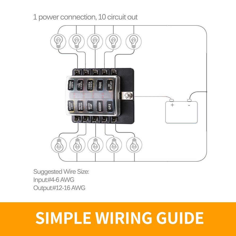 Giá Đỡ Cầu Chì LAYOR1 Lưỡi 12V / 32V 10 Chiều Bằng Nhựa Có Đèn LED Báo Hiệu Cho Tàu Thuyền