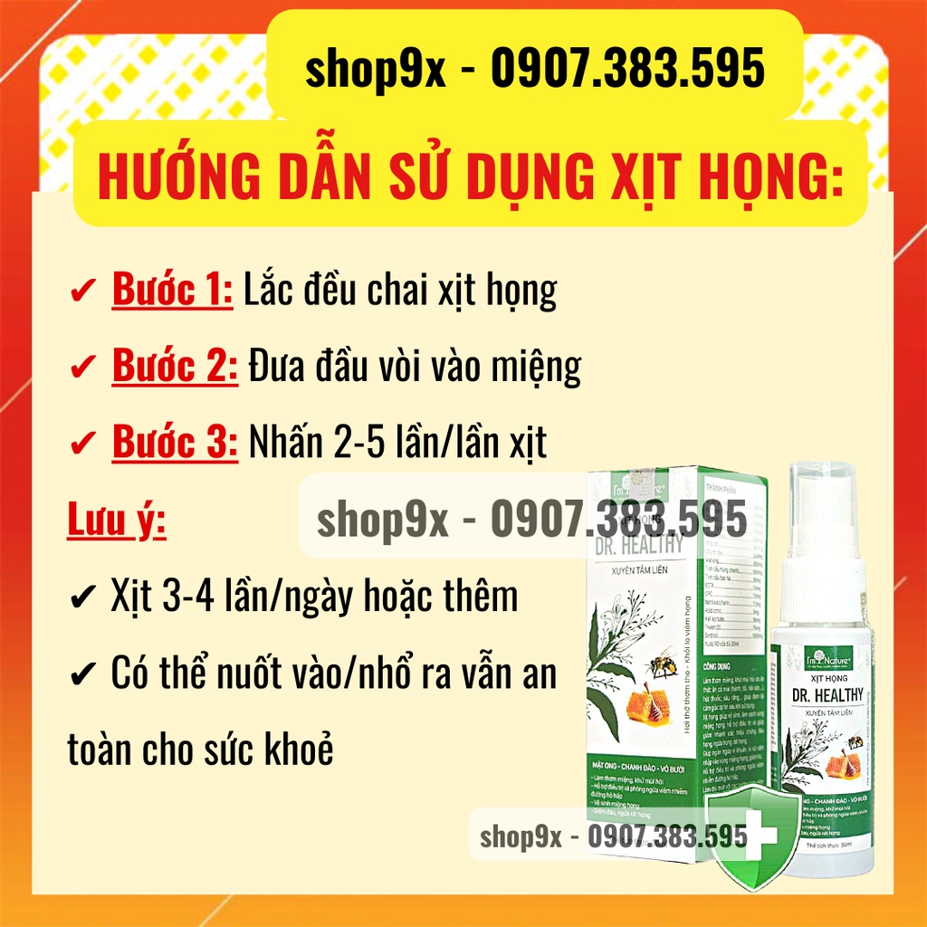 Xịt Họng Xuyên Tâm Liên Dr.Healthy Thơm Miệng Giảm Ho Ngứa Cổ Khử Mùi Hôi Miệng 30ml