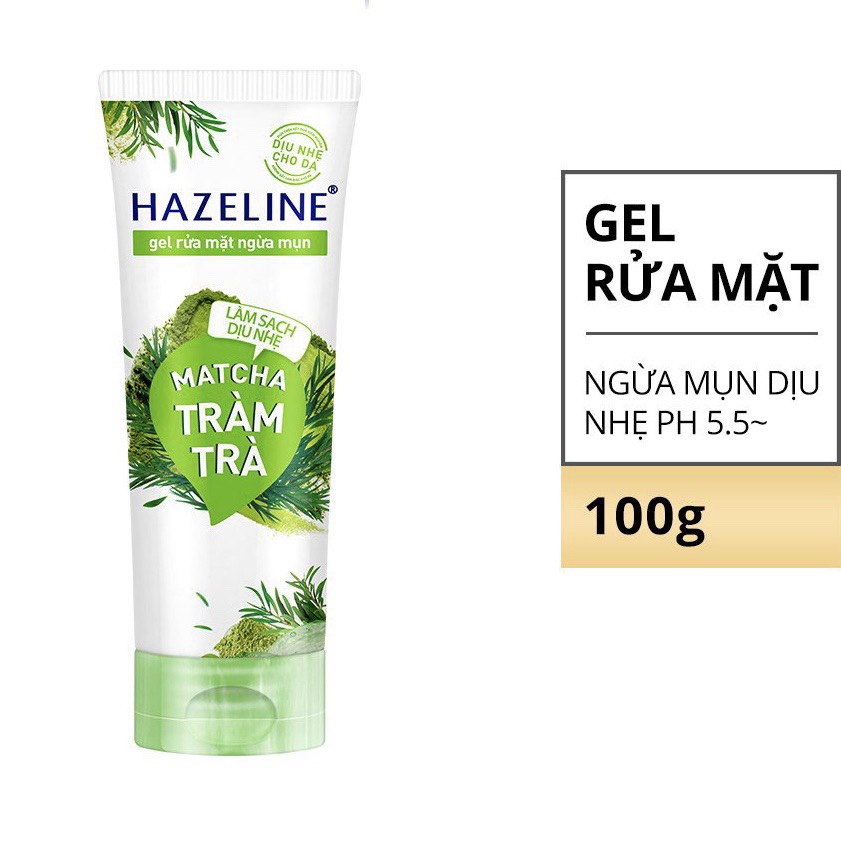 Sữa & Gel Rửa Mặt Hazeline Ngừa Mụn- Làm Sạch -Dịu Nhẹ Cho Da Sáng Rạng Ngời 100g
