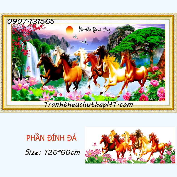 Tranh đính đá Mã đáo thành công 120*60cm, 150*70cm - tự đính