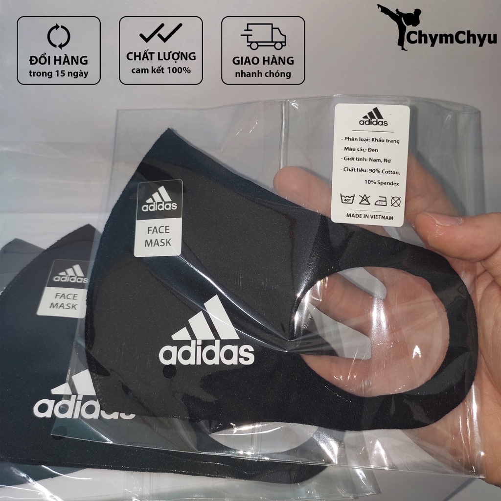 Khẩu Trang Vải Adidas Kháng Khuẩn, Kháng Nước Cao Cấp Màu Đen Đẹp