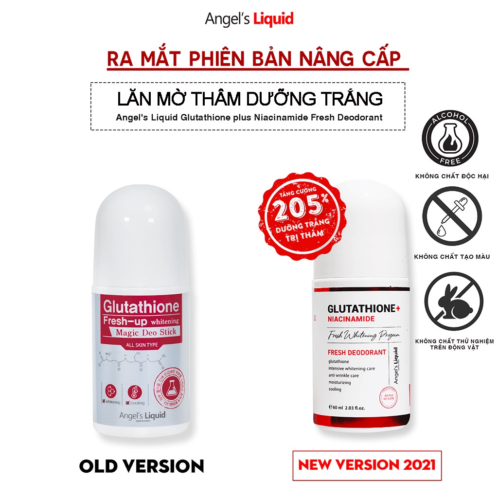 Lăn nách mờ thâm, dưỡng trắng da Angel's Liquid Glutathione plus Niacinamide Arbutin Fresh Deodorant 60ml