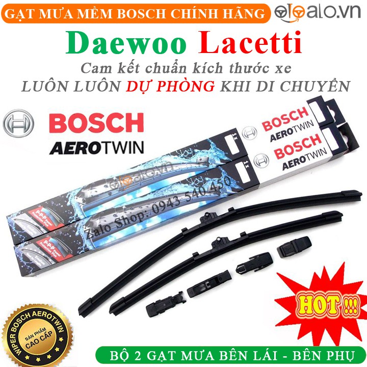 Gạt mưa Bosch xe Daewoo Lacetti Chính hãng, Loại thân mềm, Không xương - OTOALO