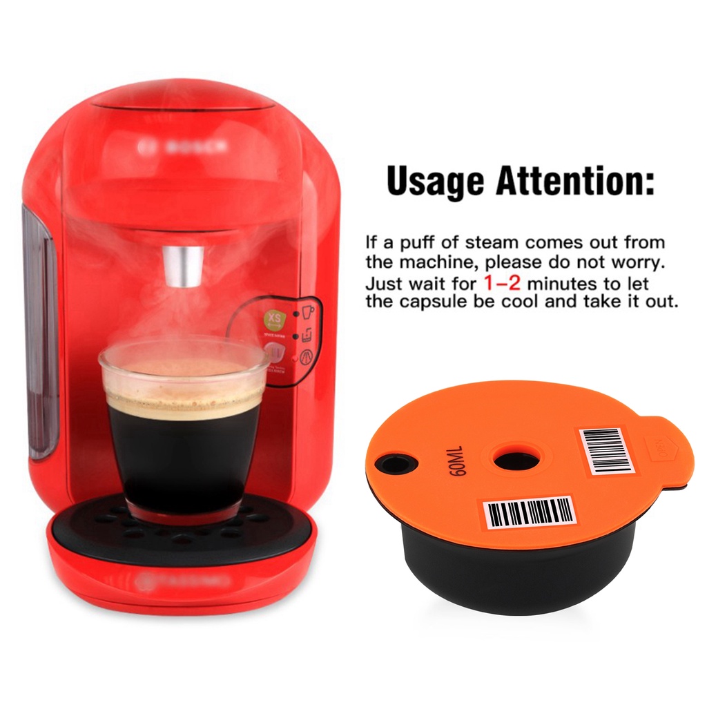 Enjoylife Reusable Coffee Capsule Pods Slicone Lid for Bosch Tassimo 60ml Capacity