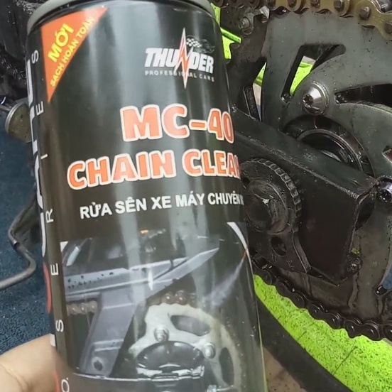 Chai rửa sên Thunder MC - 40 CHAIN CLEANER 400ml chính hãng, bàn chải 3D - Tặng khăn lau