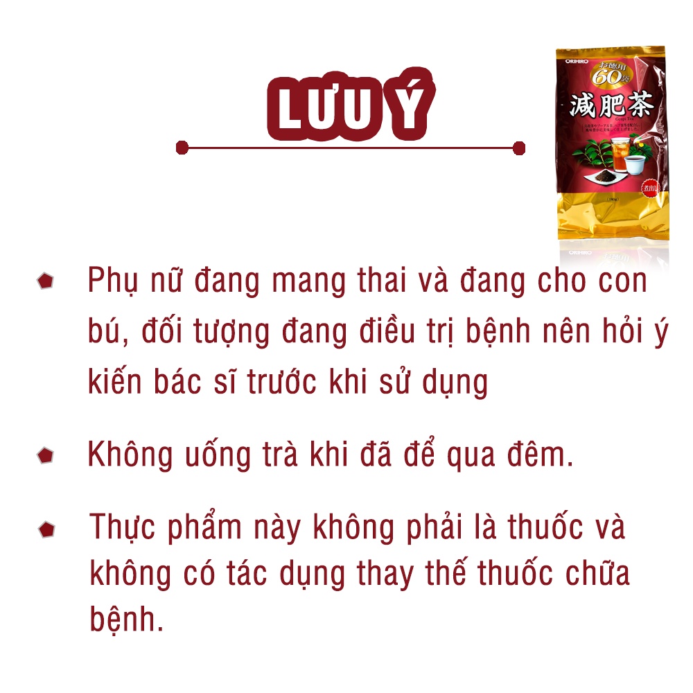 Combo 2 gói trà giảm mỡ bụng Nhật Genpi Orihiro, hỗ trợ giảm cân, đốt mỡ không cần ăn kiêng, 2 gói x 60 túi lọc GEN02