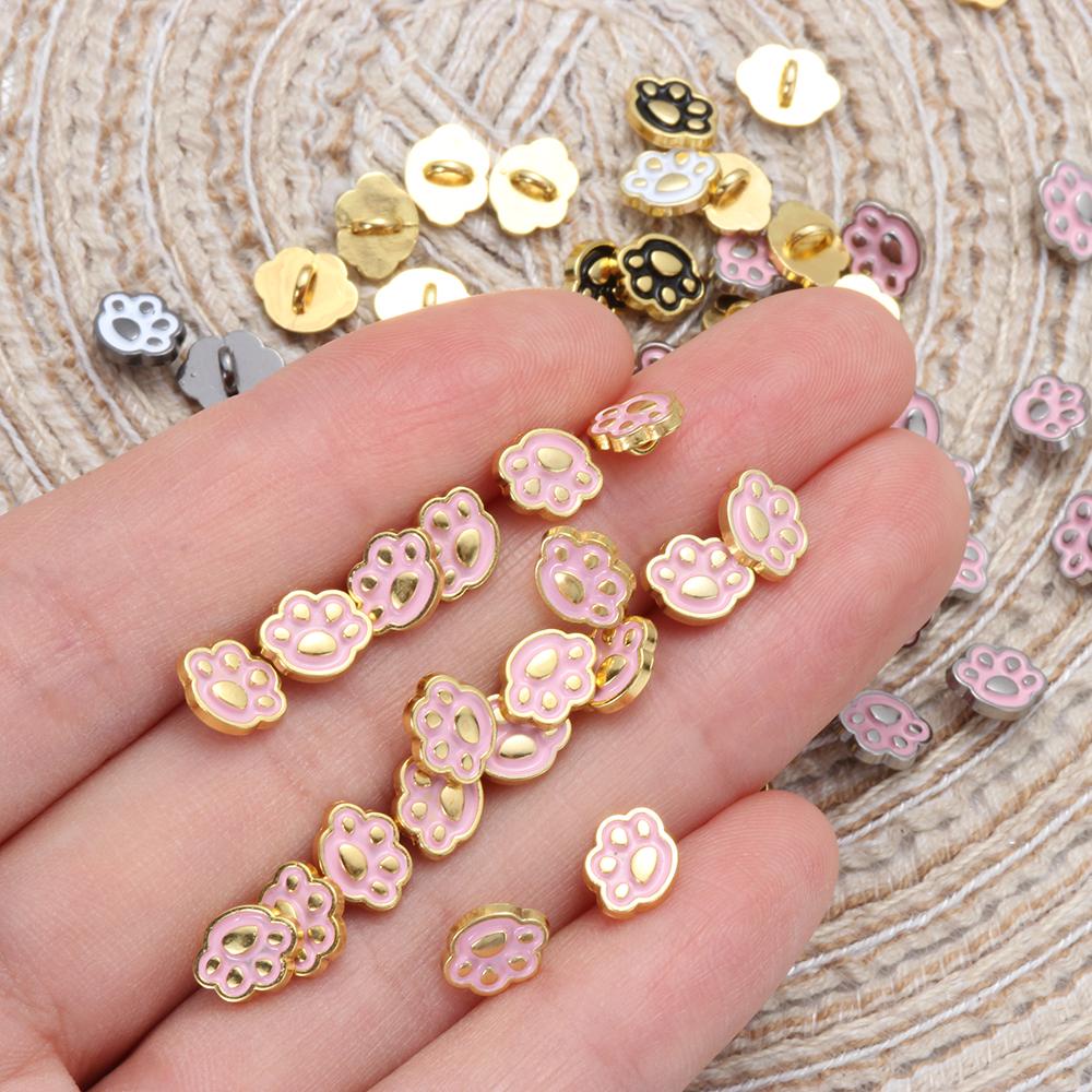 Set 1 / 20 Nút Cài Mini Hình Dấu Chân Mèo Dễ Thương Trang Trí Quần Áo Búp Bê DIY