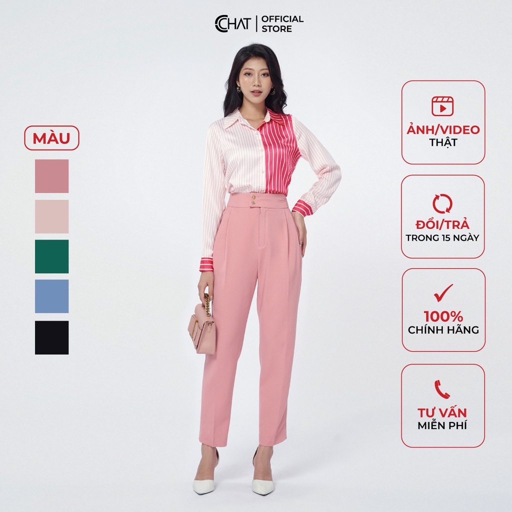 Quần Baggy Nữ 𝐂𝐂𝐇𝐀𝐓 Bổ Cơi 2 Cạp Dáng Suông Cao Cấp Phong Cách Trẻ Trung 92QDS2003BT