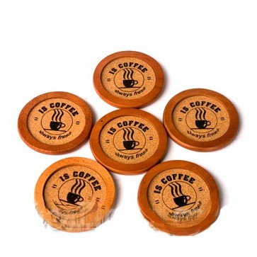 Đế lót ly bằng gỗ IS COFFEE miếng lót ly cà phê - Wood Coaster