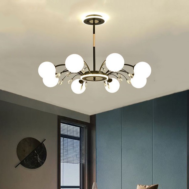 Đèn chùm MONSKY SYNEY hiện đại trang trí nhà cửa sang trọng, độc đáo loại 8 bóng - kèm bóng LED chuyên dụng.