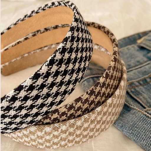 Băng đô cài tóc họa tiết caro phong cách retro Pháp