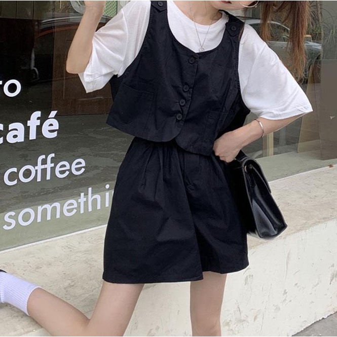 Bộ Áo Thun + Quần Short Dáng Rộng 2022 Thời Trang Mùa Hè Phong Cách Hàn Quốc Cho Nữ