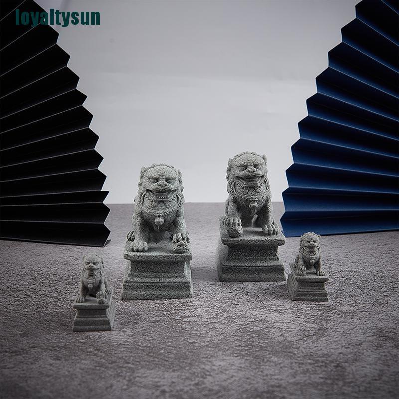 Bộ 2 Tượng Sư Tử mini Bằng Đá Dùng Trang Trí Phong Thủy