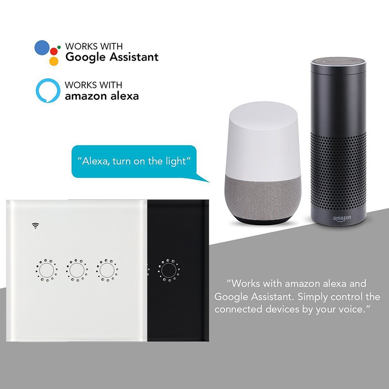 Công Tắc Cảm Ứng Thông Minh 1 / 2 / 3 Gang Cho Google Home Alexa Google Kèm Phụ Kiện