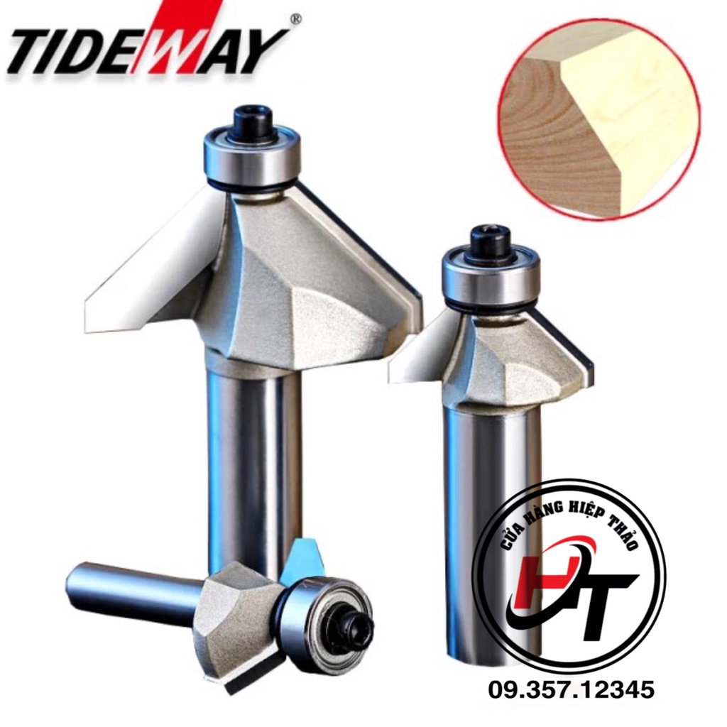 Mũi phay gỗ vát 45 độ có bi Tideway cao cấp