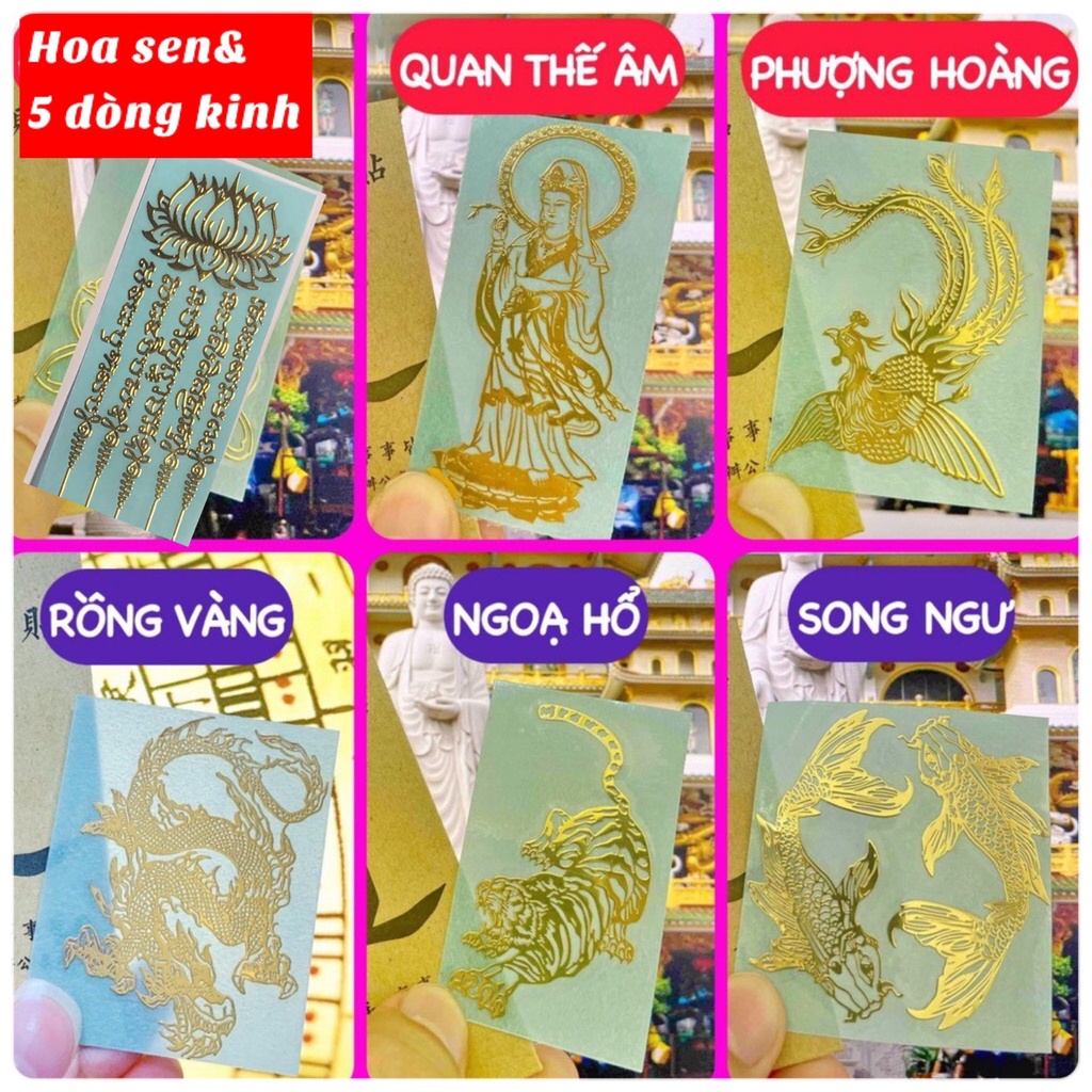 Miếng dán điện thoại HÌNH QUAN THẾ ÂM-  SONG NGƯ - RỒNG - HỔ- PHƯỢNG, LINH PHÙ , nhiều hình khác