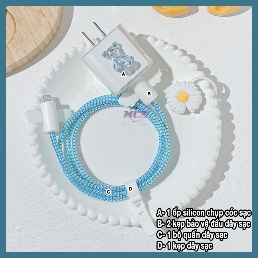 Bộ quấn chụp cóc bảo vệ cóc sạc trang trí cóc sạc 18w 20w