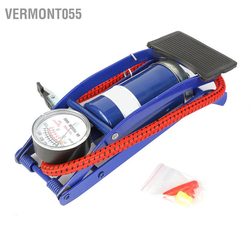 Vermont055 Step On Air Pump Floor Foot Single Cylinder with Pressure Gauge for Tires Balls Rubber Boats Airbeds Blue