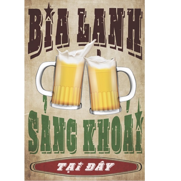 (30x40cm) Tranh thiếc chủ đề Việt Nam: phụ nữ, cafe, beer, Sài Gòn xưa