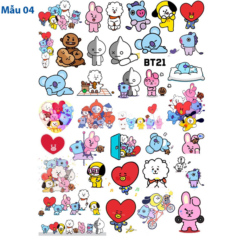 Sticker / Hình dán nhóm nhạc BTS (1 set như hình -25k)