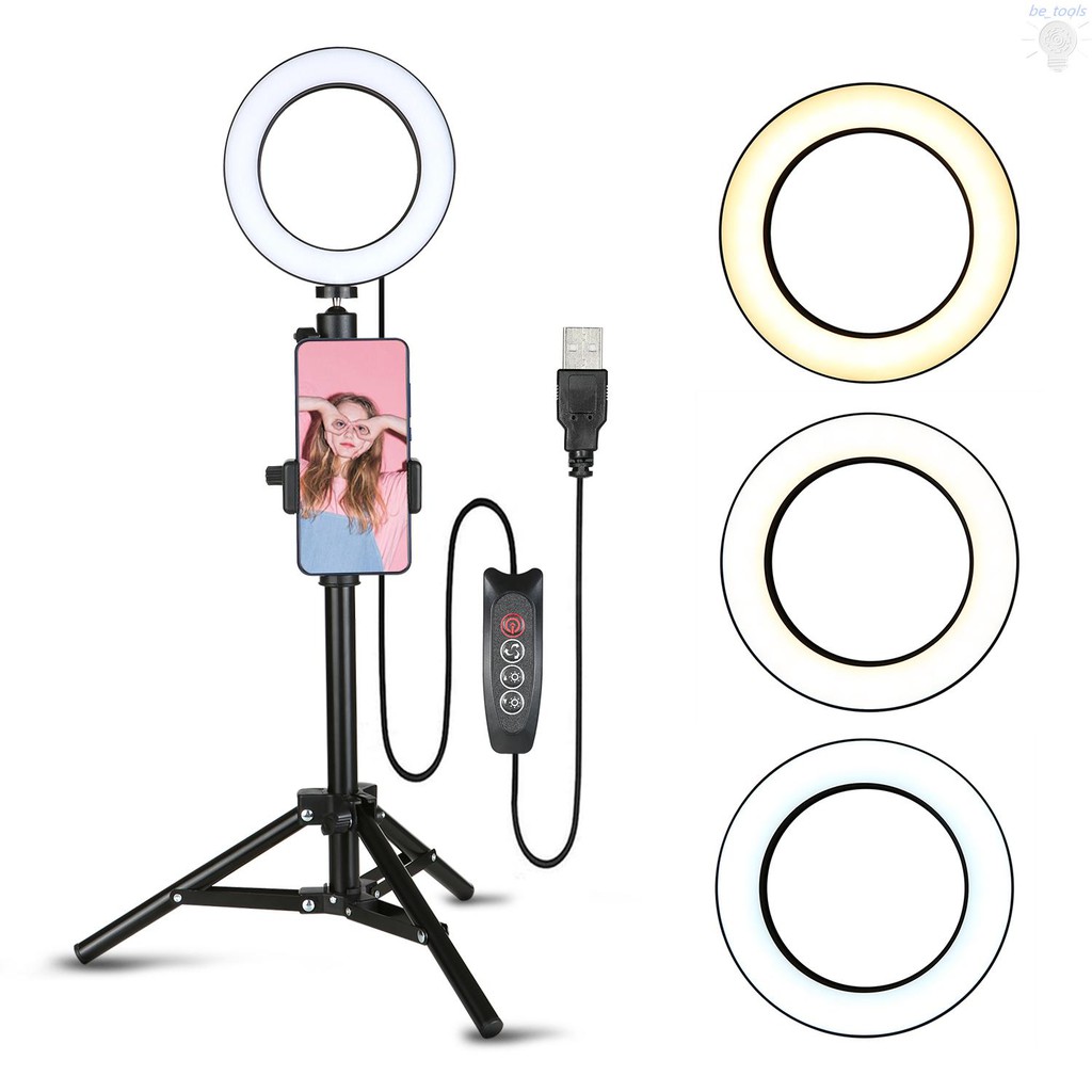 Vòng Đèn Led 3 Chế Độ Sáng Có Giá Đỡ Điện Thoại Hỗ Trợ Trang Điểm / Quay Video / Chụp Ảnh / Quay Phim Trực Tiếp Cho Điện Thoại Android