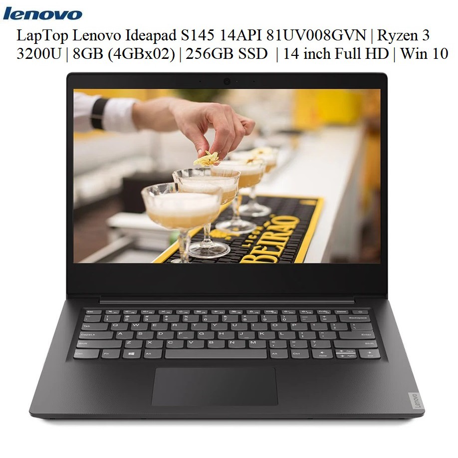 LapTop Lenovo Ideapad S145 14API 81UV008GVN |Ryzen 3 3200U |8GB (4GBx02) |256GB SSD |14" Full HD |Win 10 | BigBuy360 - bigbuy360.vn