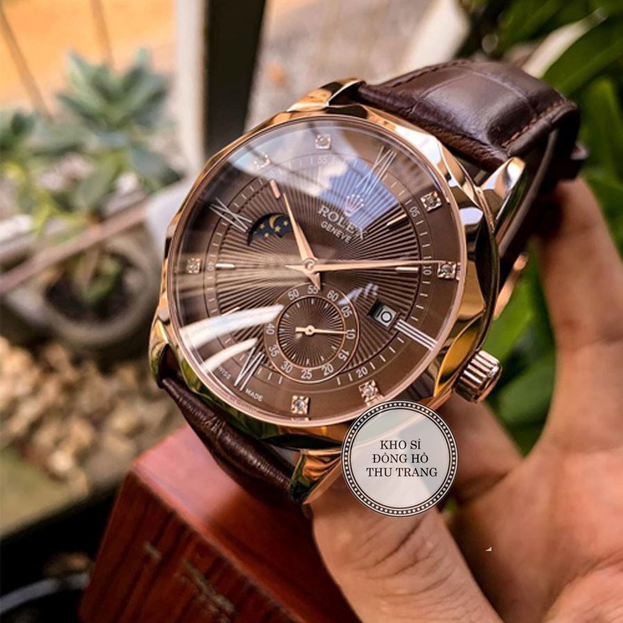Đồng hồ Nam Rolex đồng hồ cơ Automatic máy nhật mẫu 3 kim mặt số đính đá size 40mm-41mm
