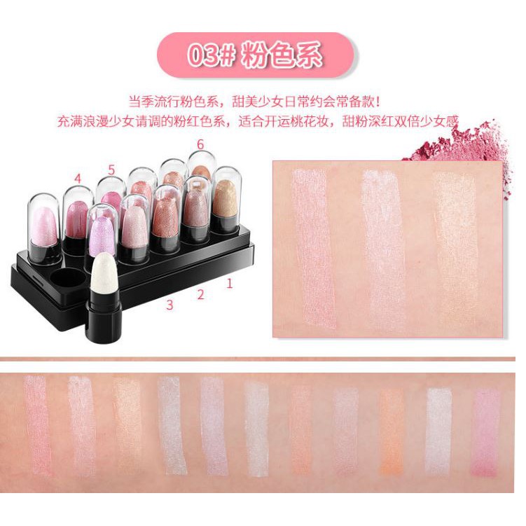 Bộ Sáp Bóng Mắt Highlight 12 Thỏi Maycreate