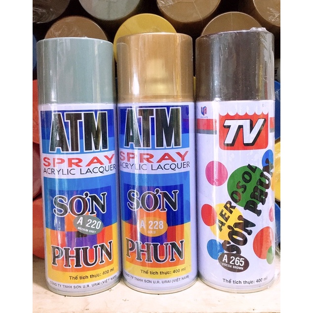 Sơn xịt, sơn phun, sơn lắc ATM các màu hàng chuẩn xịn