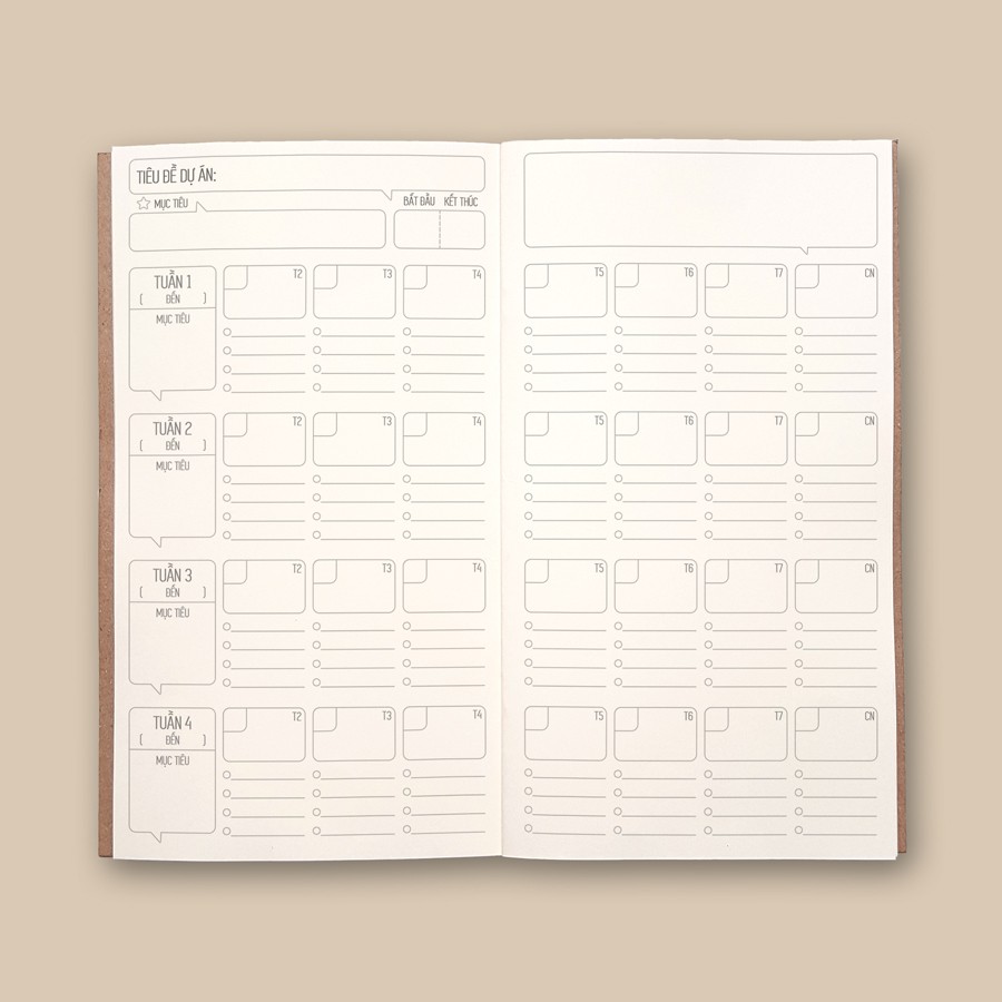 Sổ tay planner MIX Tổng hợp "Quản lý dự án" - Kế hoạch / Gantt chart / to-do list / checklist