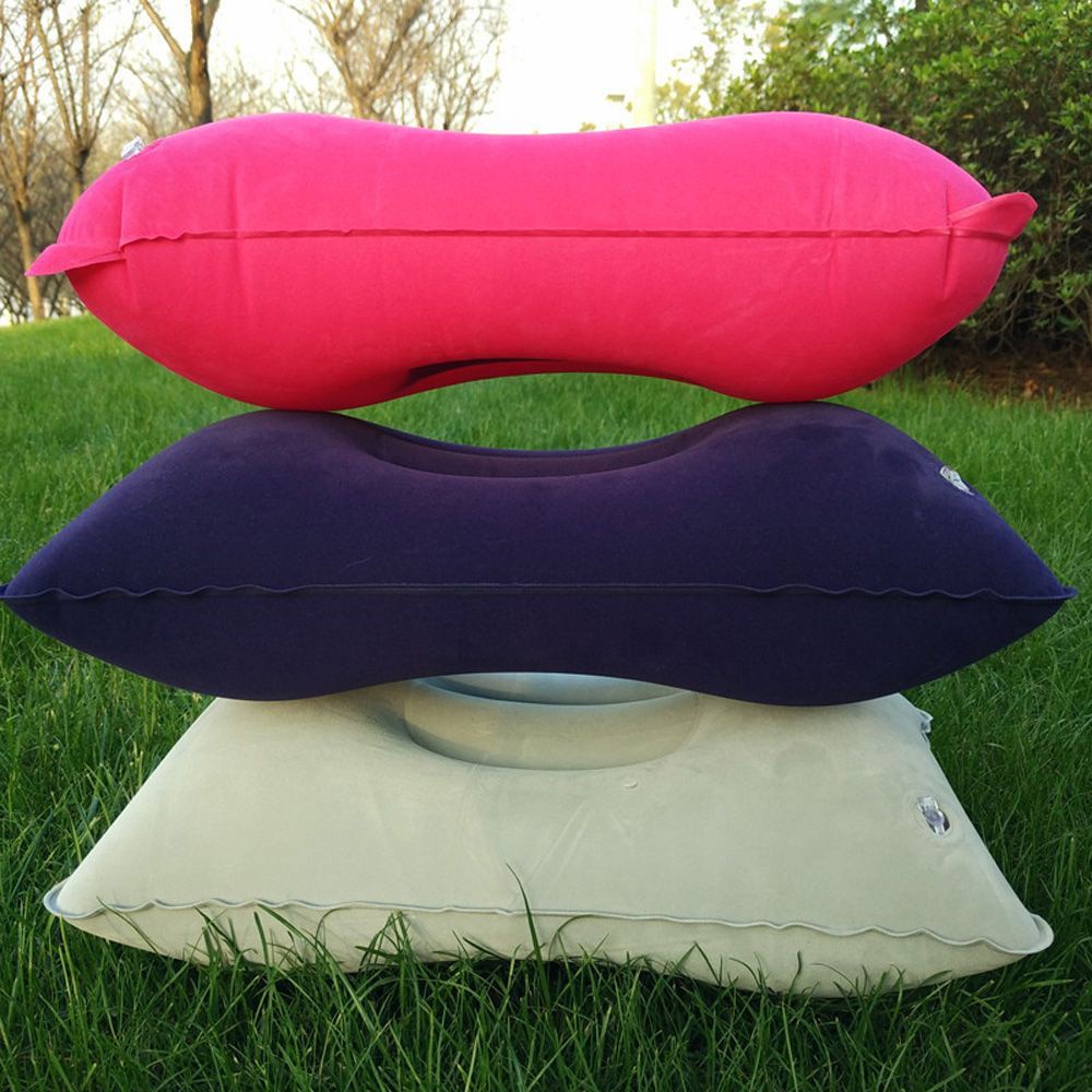 CHERRY💛 Ultralight Inflatable Air Pillow Home Square Flocking Cushion Bed Travel Car Outdoor Hiking Camping Rest/Multicolor