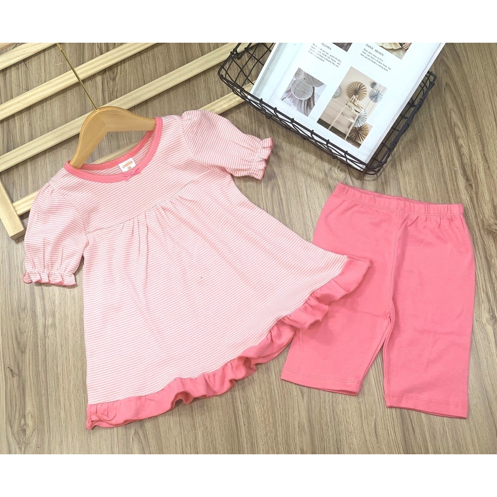 Đồ bộ bé gái bộ cộc tay cho bé bánh bèo chất liệu cotton 9-23Kg