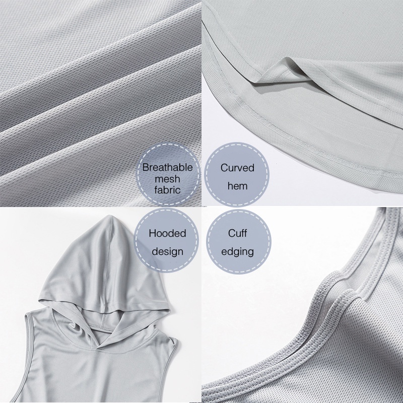 Bộ Đồ Thể Thao Áo Sát Nách Có Mũ Trùm Vải Khô Thoáng Nhanh Size M-3XL Cho Nam