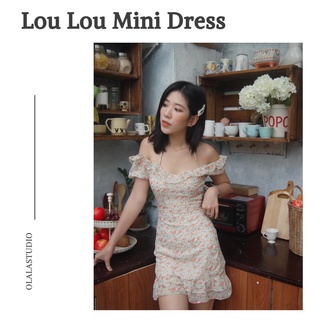 Olalastudio đầm voan trễ vai hoa vàng, nhún bèo lou lou