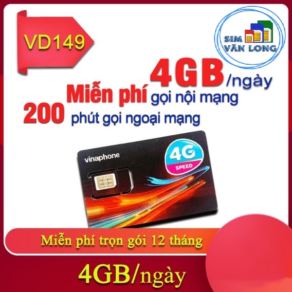 SIM 4G VINA VD149 KM 4GB/NGÀY VÀ VD89 FHAPPY KM 2GB/NGÀY XÀI TRỌN GÓI 1 NĂM KHÔNG TỐN PHÍ DUY TRÌ